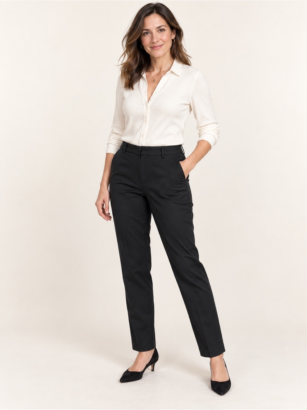 GAP Black Straight-Leg Women's Trousers